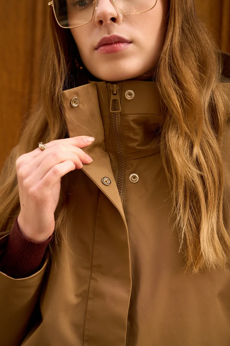 Parka fourrée bicolore longue