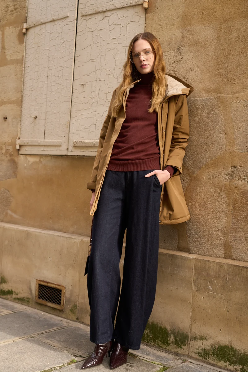 Parka fourrée bicolore longue