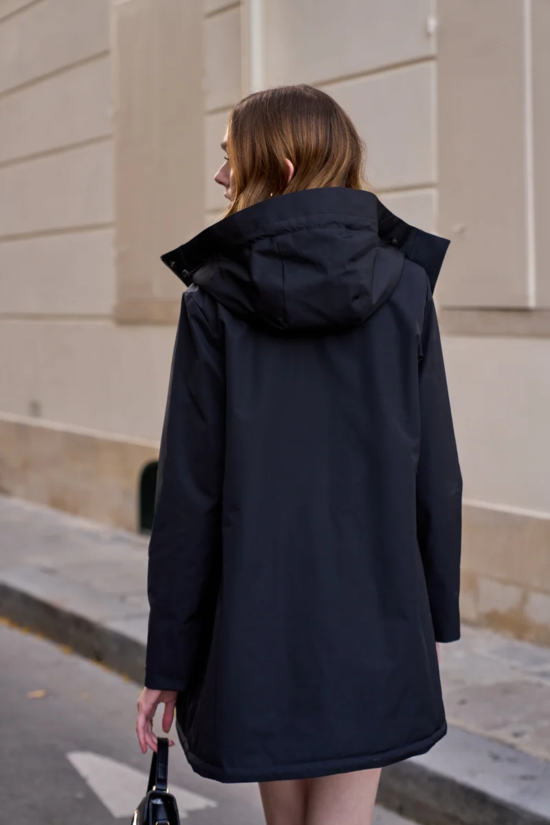 Parka fourrée bicolore longue