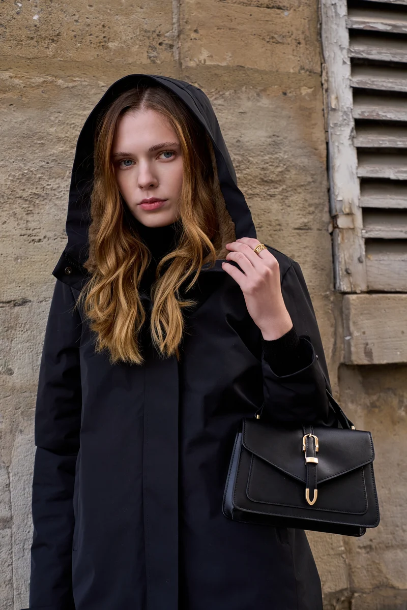 Parka fourrée bicolore longue