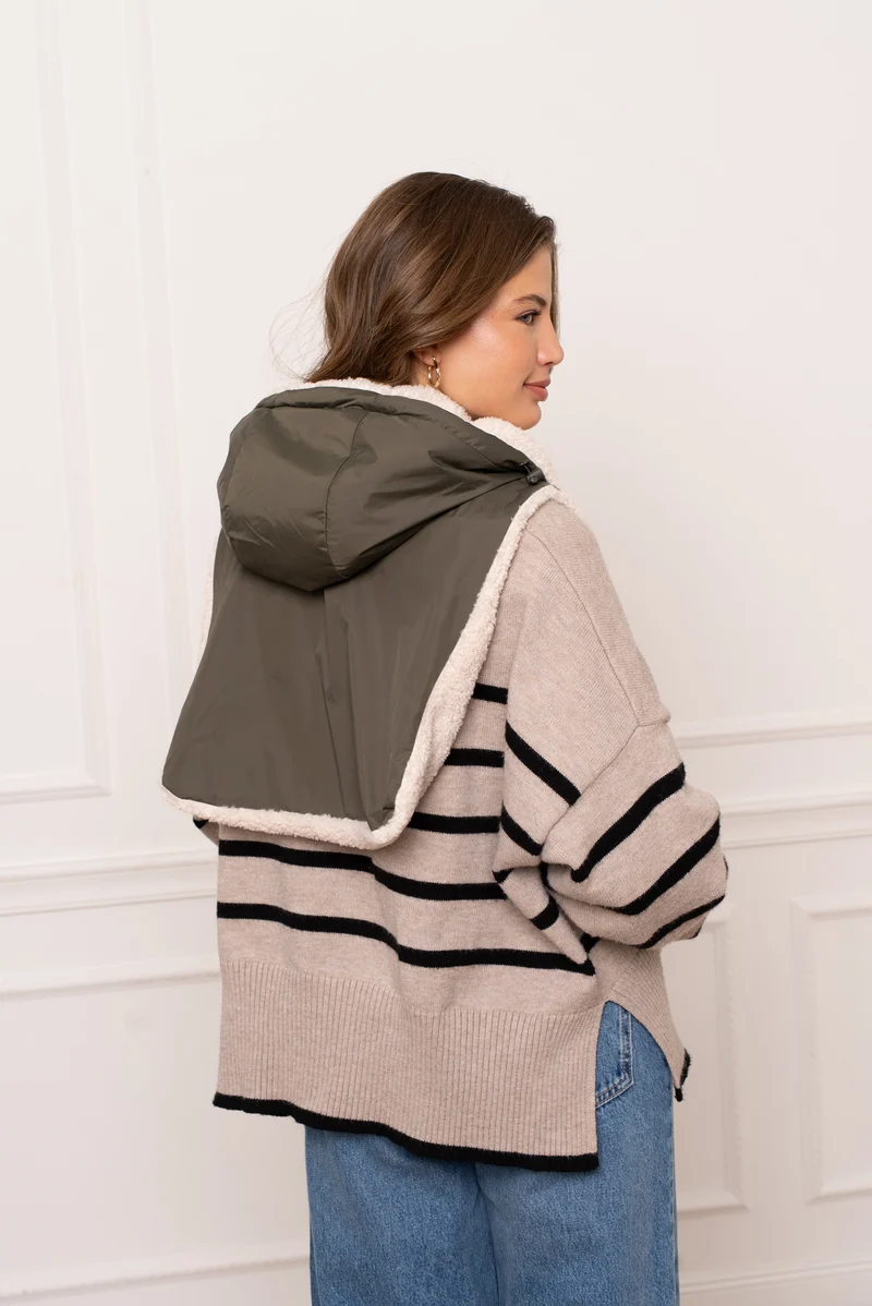 Capuche amovible fourrée réversible (sherpa)