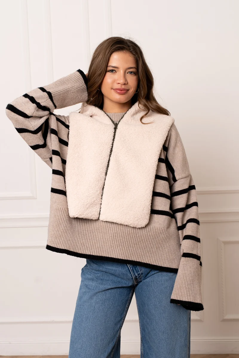 Capuche amovible fourrée réversible (sherpa)