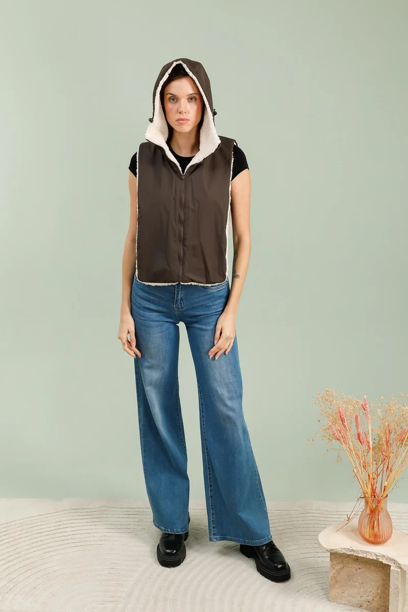 Capuche amovible fourrée réversible (sherpa)