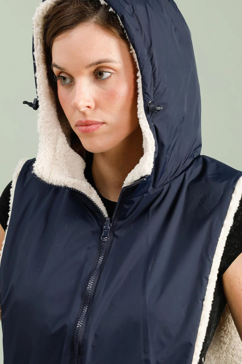 Capuche amovible fourrée réversible (sherpa)