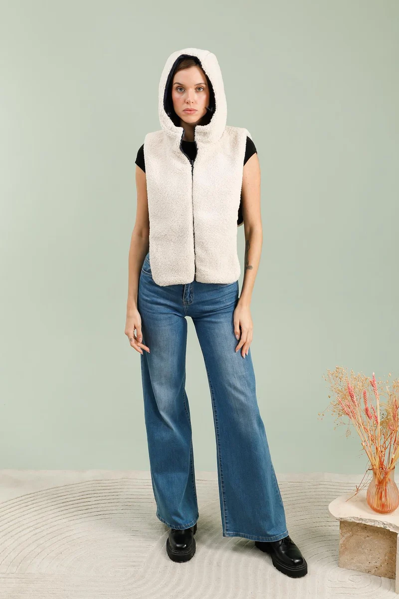 Capuche amovible fourrée réversible (sherpa)