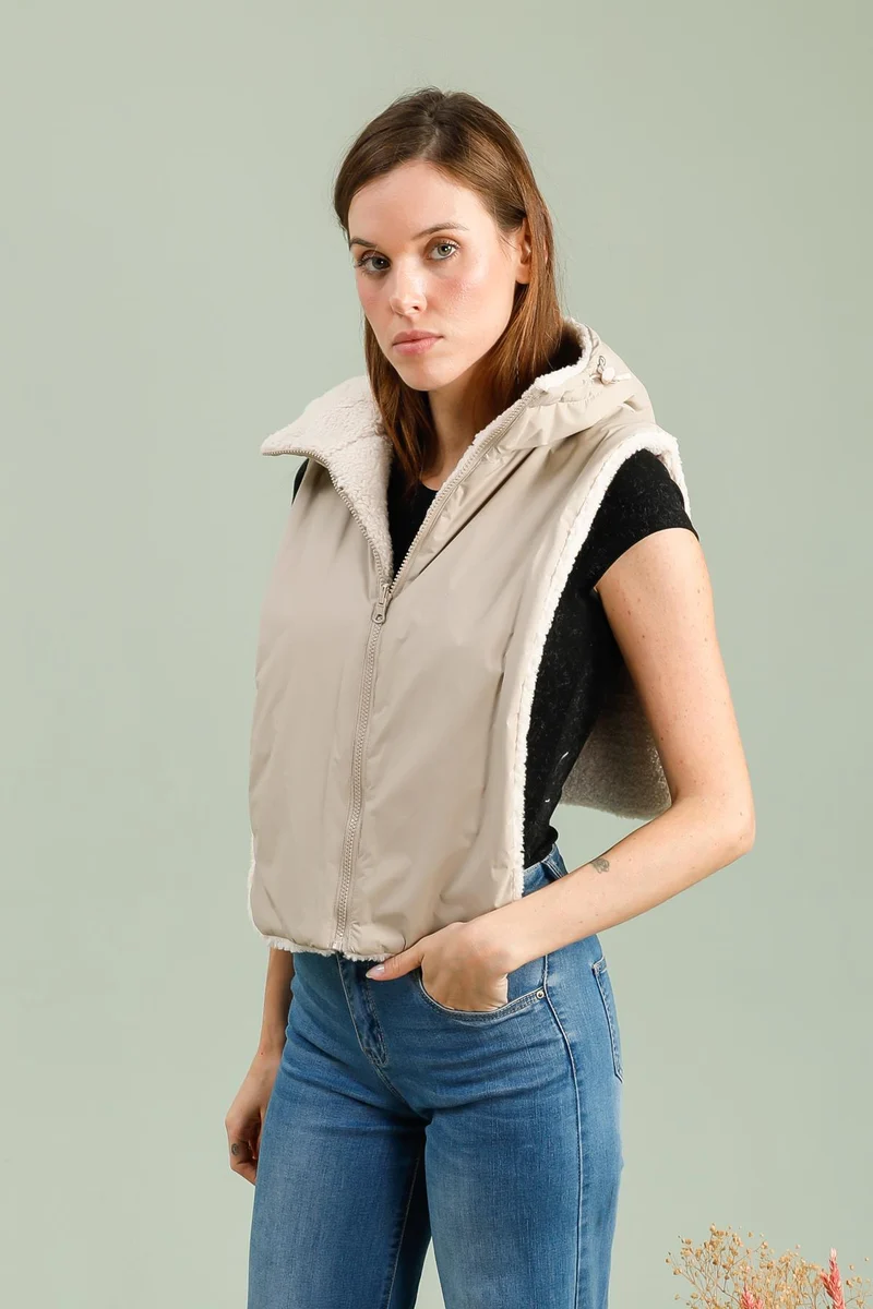 Capuche amovible fourrée réversible (sherpa)