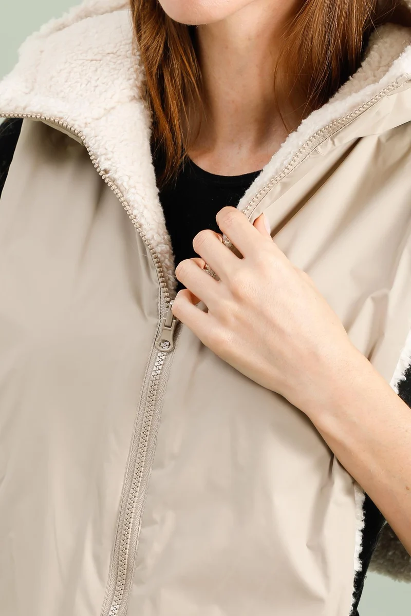 Capuche amovible fourrée réversible (sherpa)