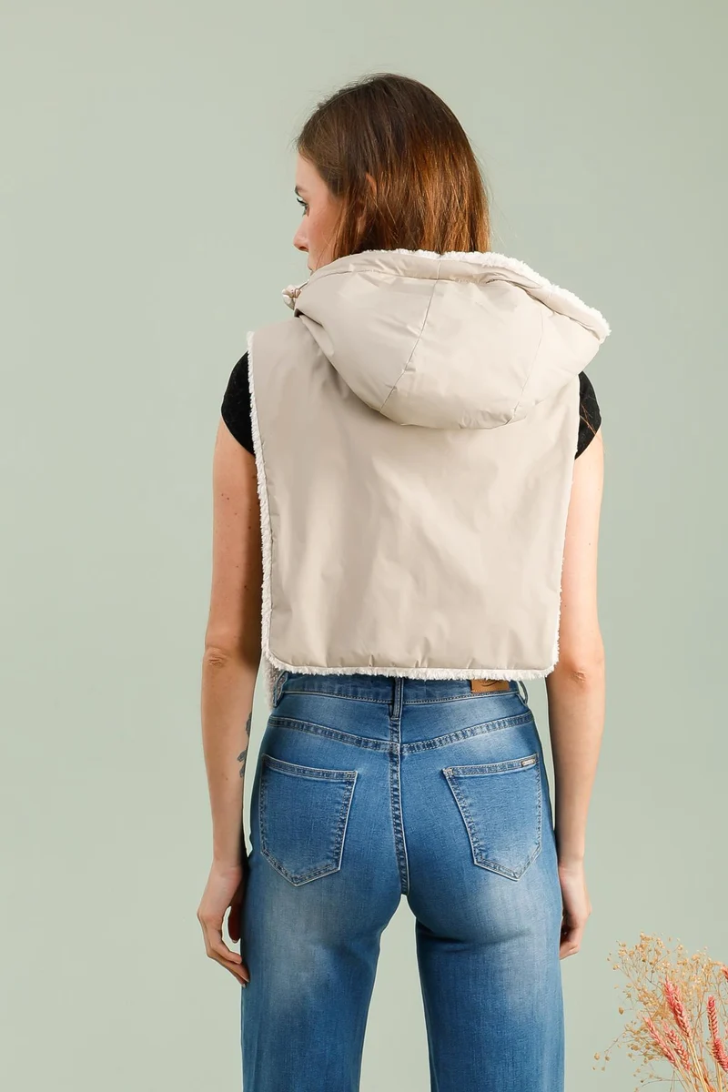 Capuche amovible fourrée réversible (sherpa)
