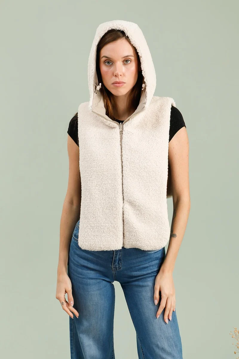 Capuche amovible fourrée réversible (sherpa)