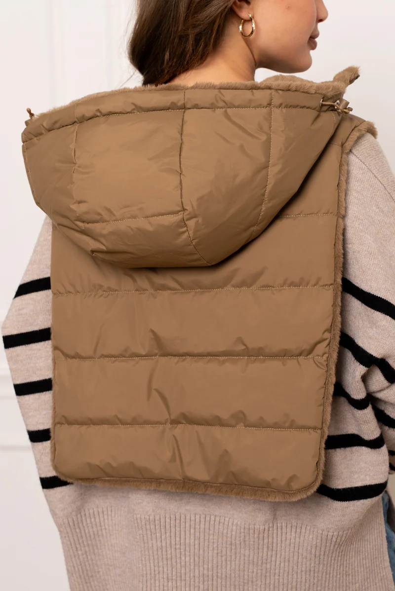Capuche amovible fourrée réversible