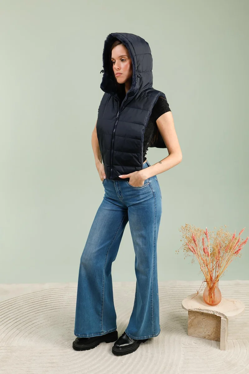 Capuche amovible fourrée réversible