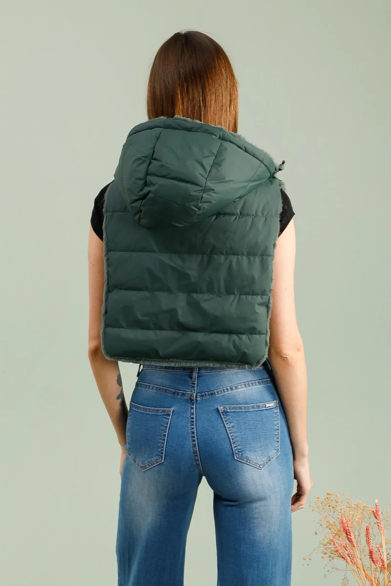 Capuche amovible fourrée réversible