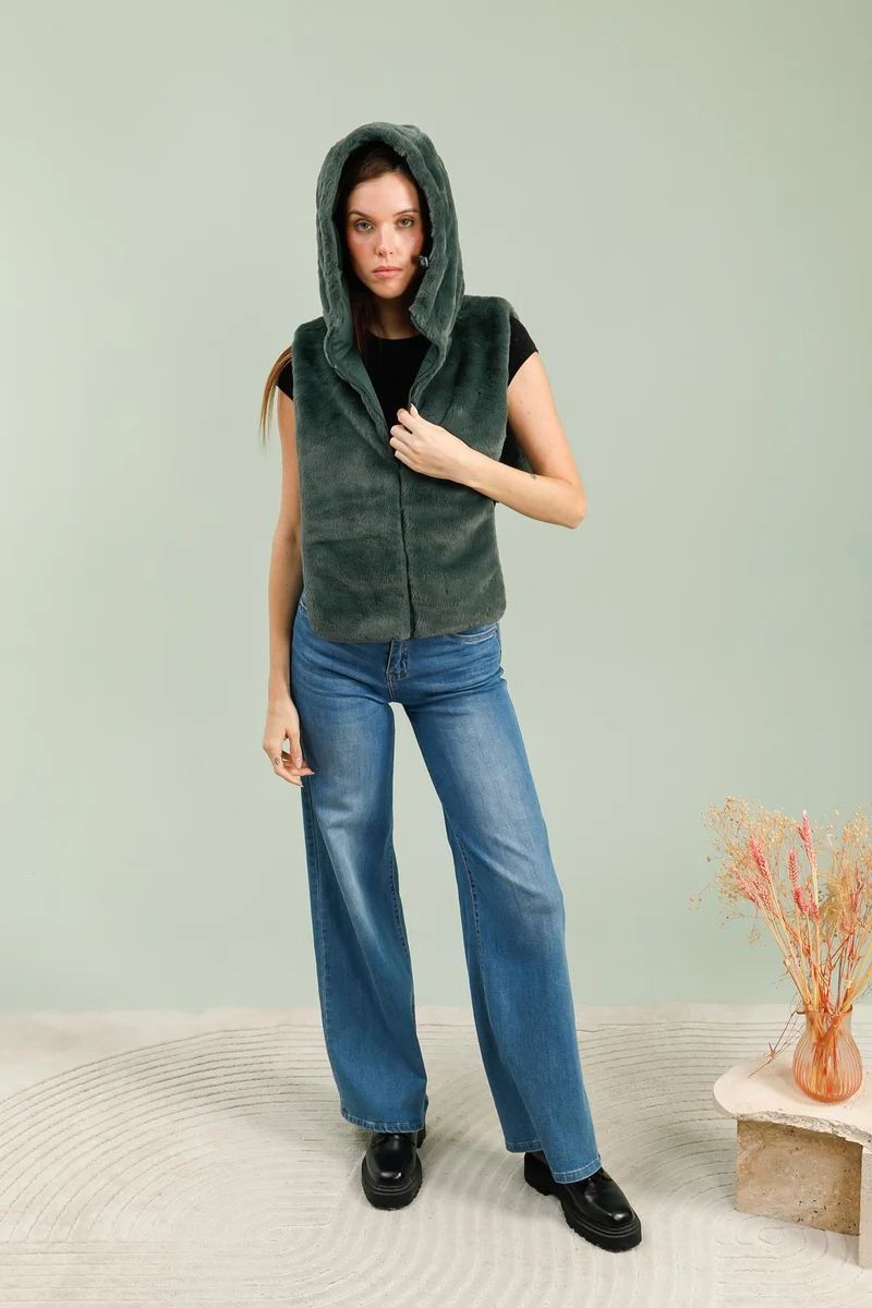 Capuche amovible fourrée réversible