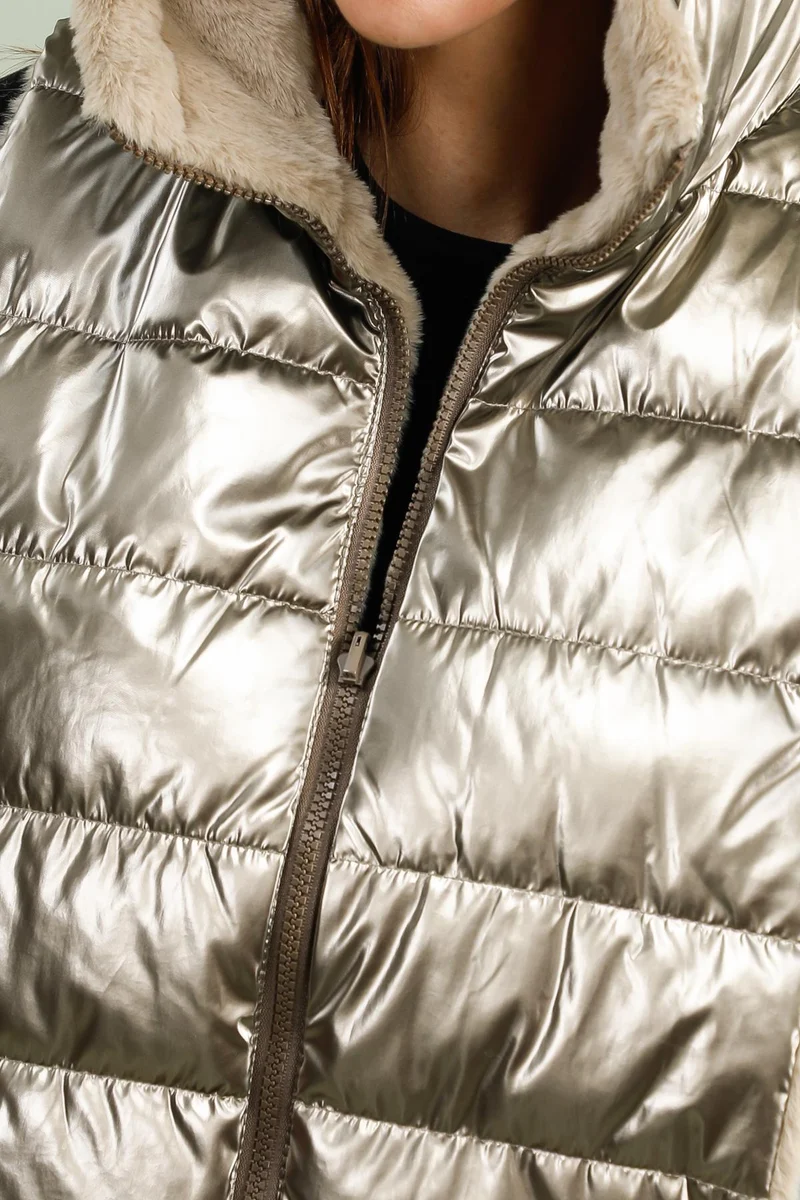 Capuche amovible fourrée réversible