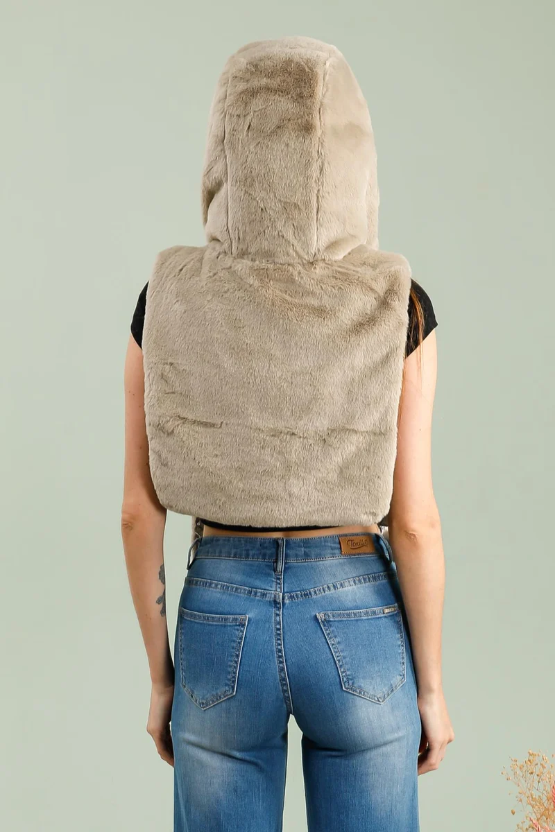 Capuche amovible fourrée réversible