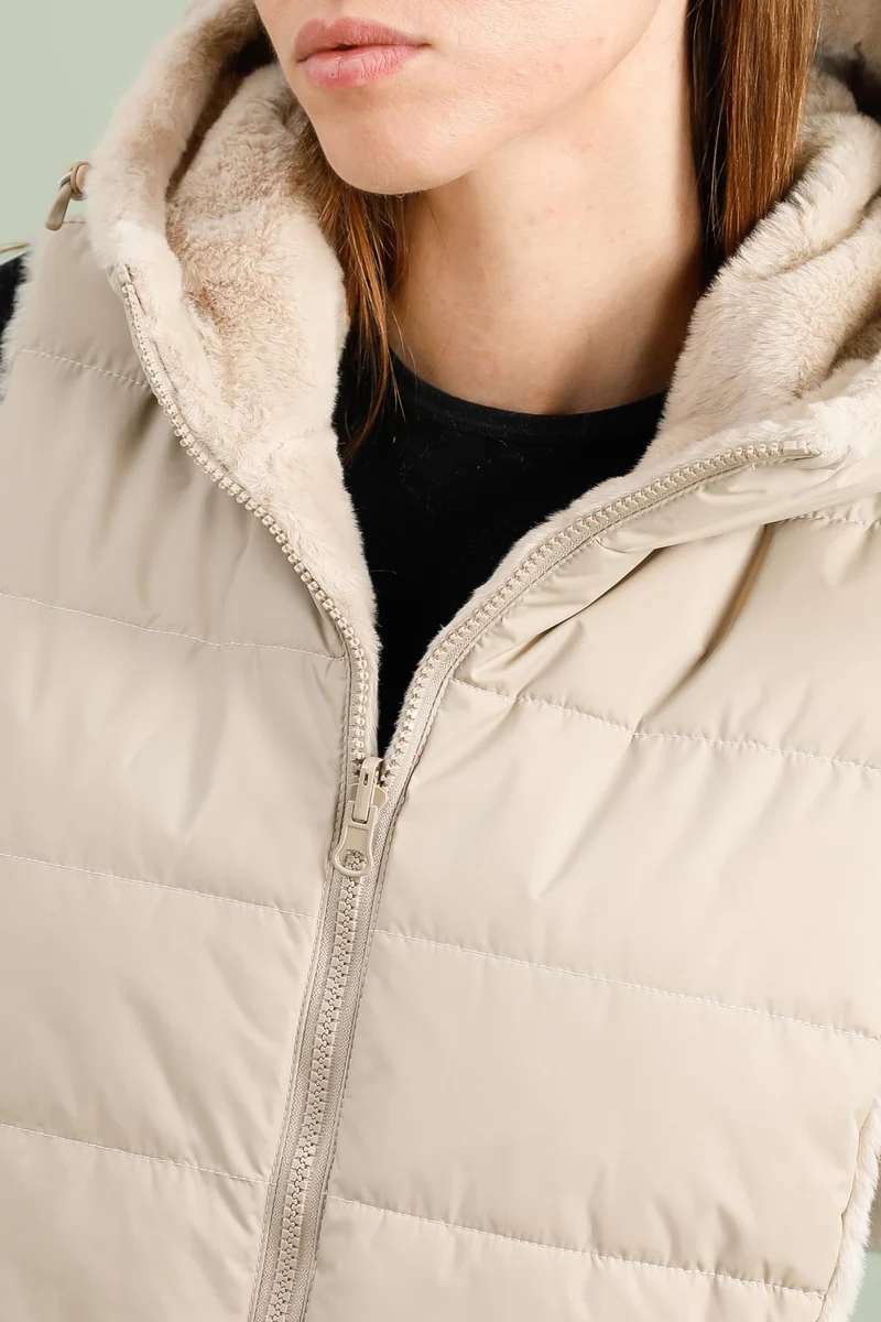 Capuche amovible fourrée réversible