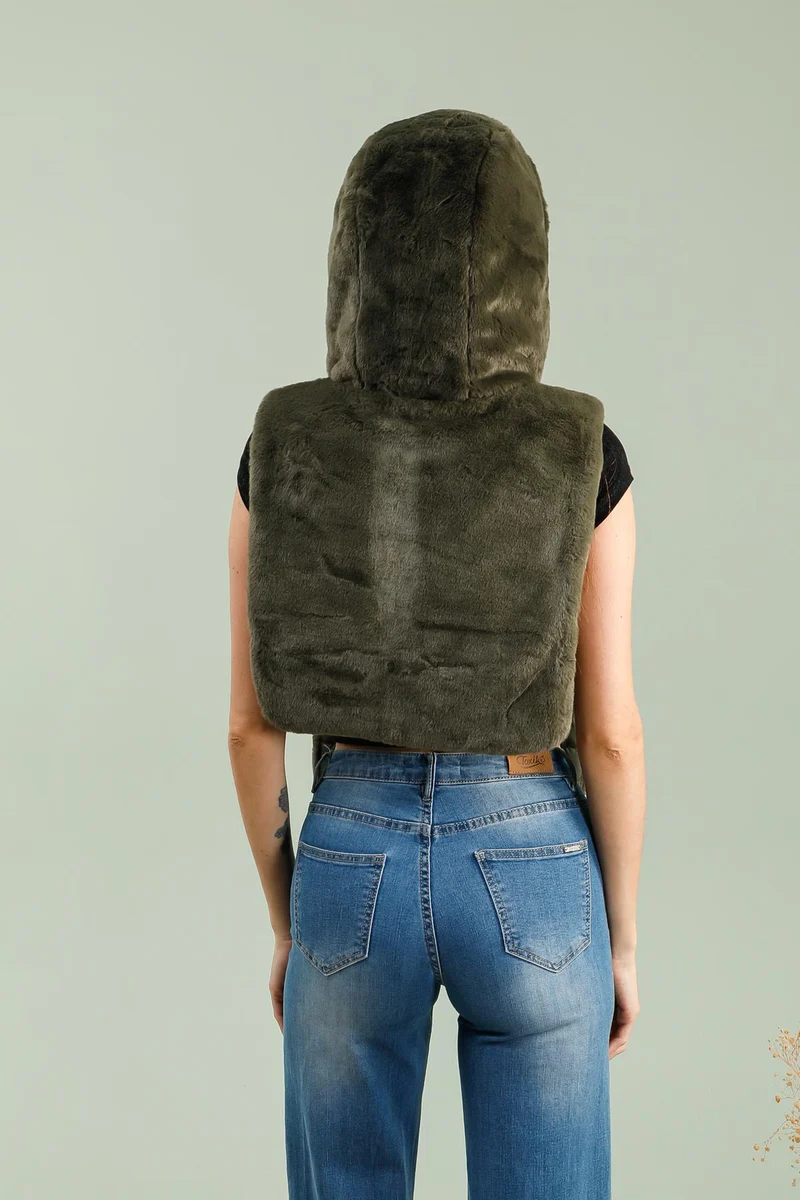 Capuche amovible fourrée réversible