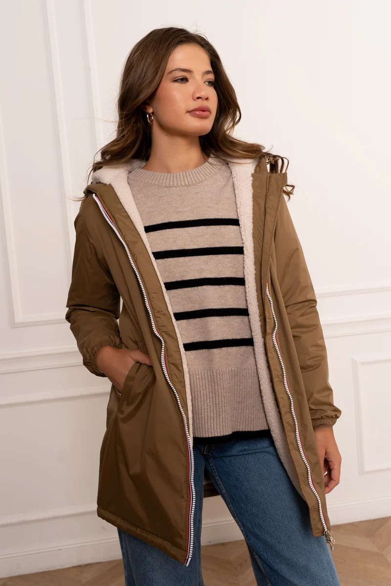 Imperméable fourré long (écru)