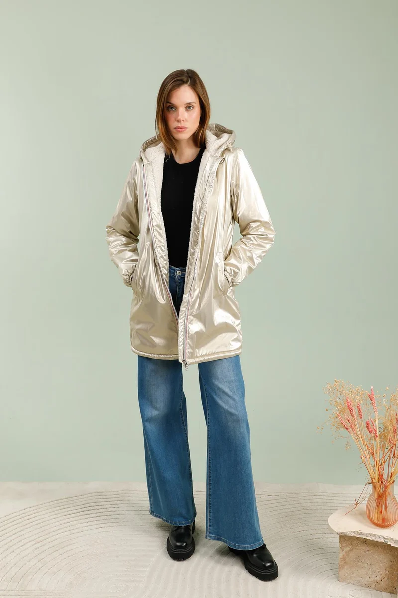 Imperméable fourré long (écru)