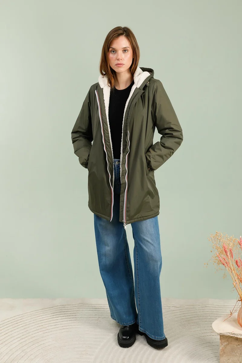 Imperméable fourré long (écru)