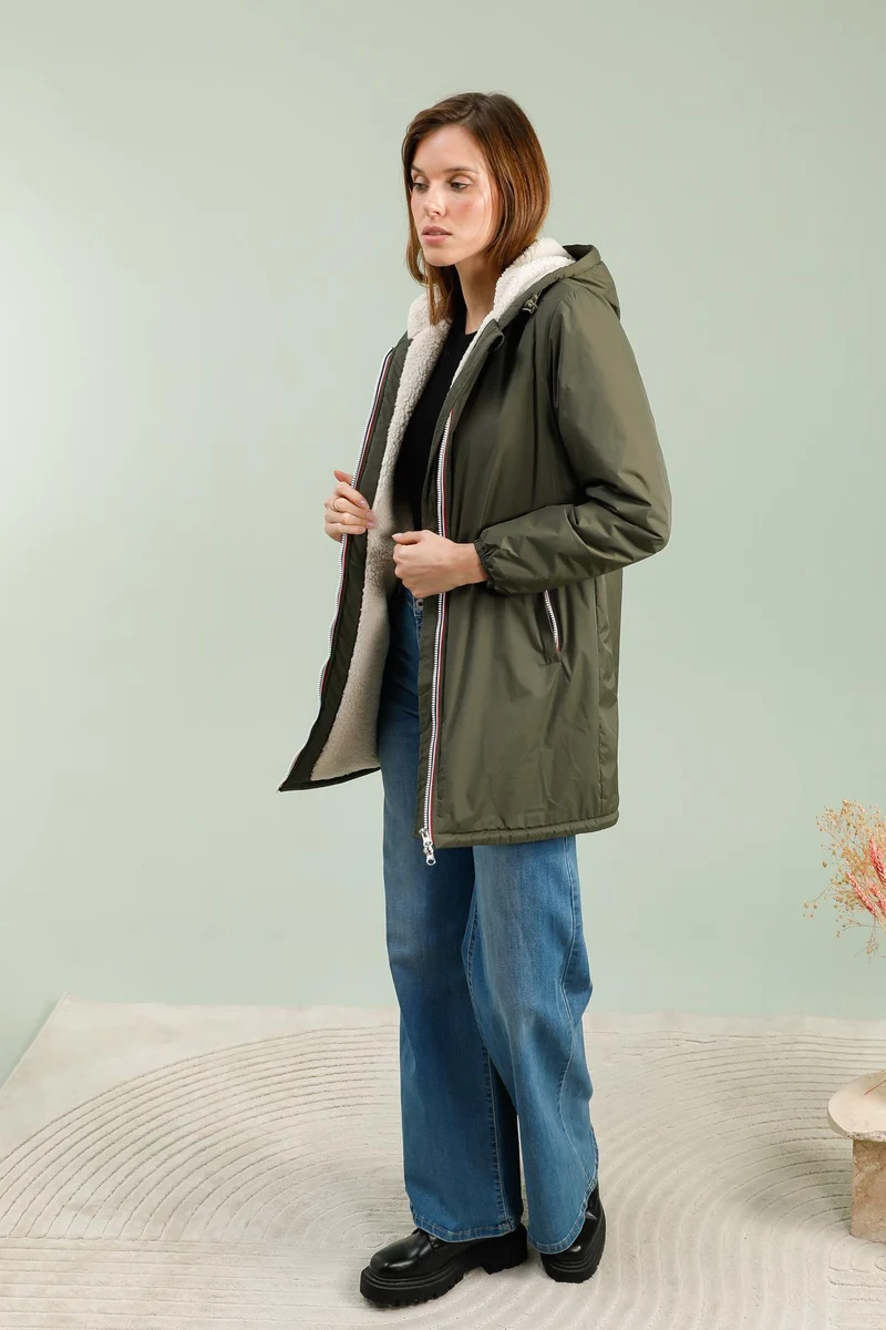 Imperméable fourré long (écru)
