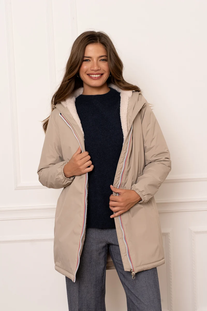 Imperméable fourré long (écru)