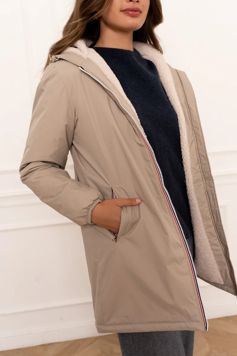 Imperméable fourré long (écru)