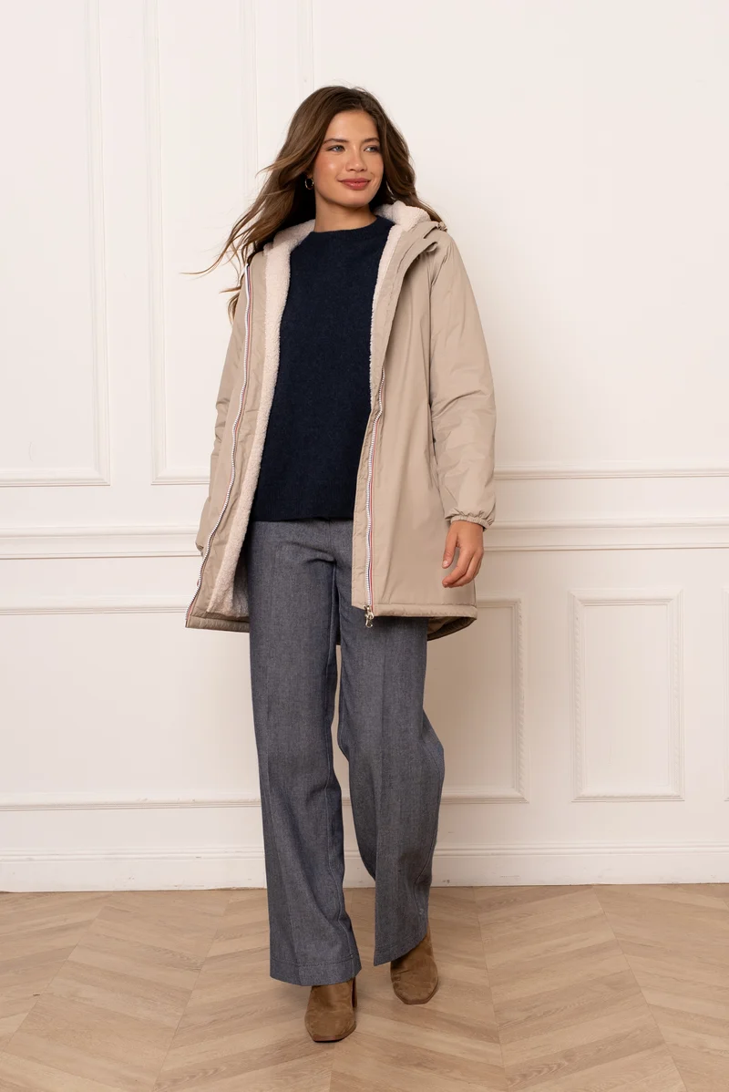 Imperméable fourré long (écru)