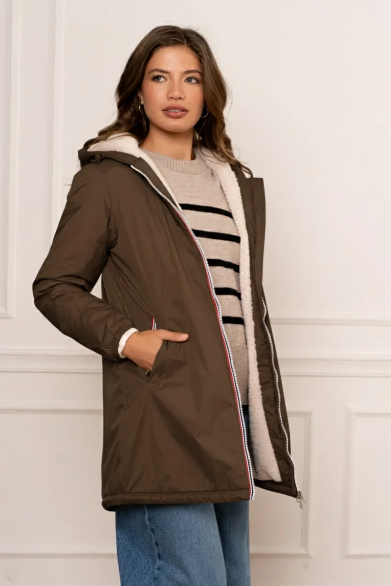 Imperméable fourré long (écru)