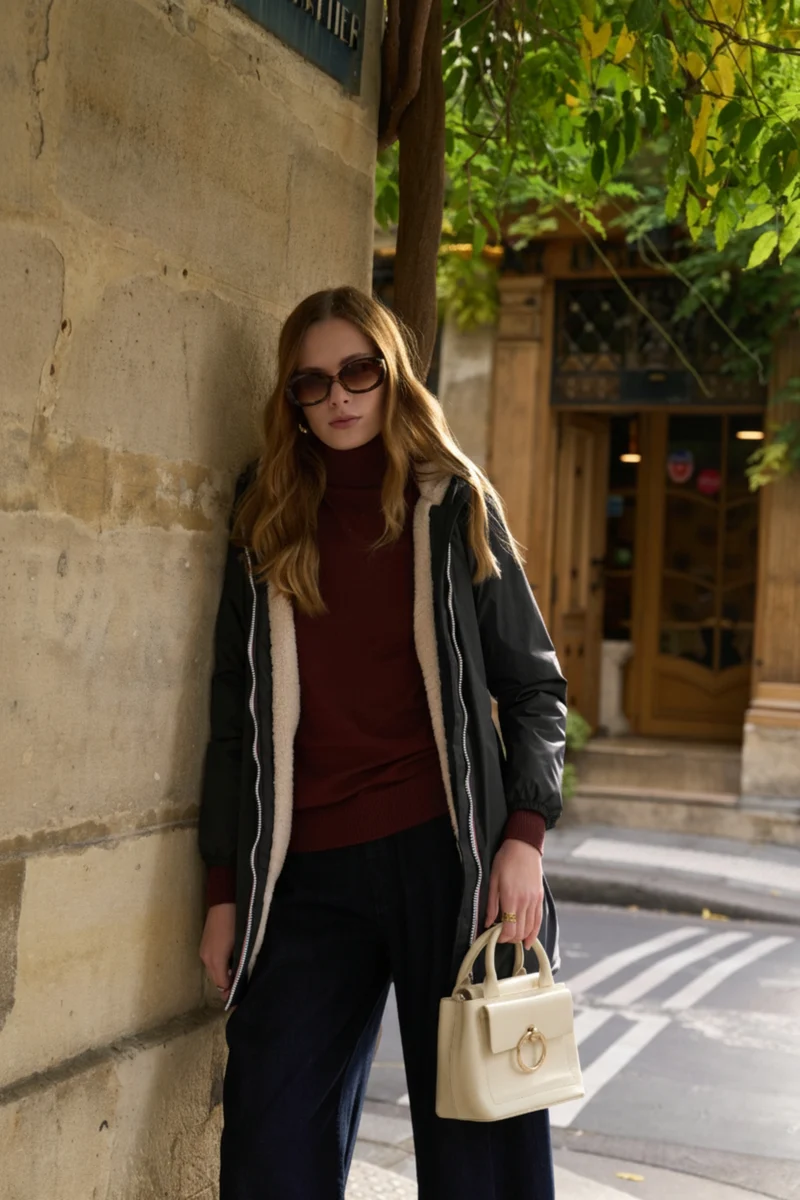 Imperméable fourré long (écru)