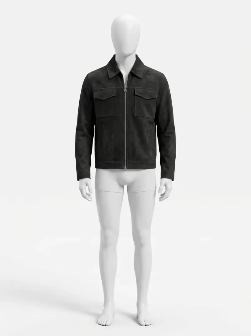 Veste automne homme daim motard vintage élégante
