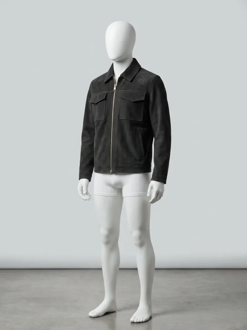 Veste automne homme daim motard vintage élégante