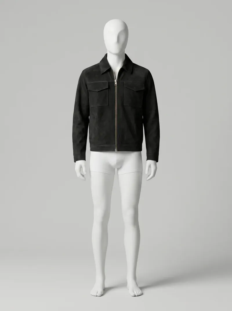 Veste automne homme daim motard vintage élégante