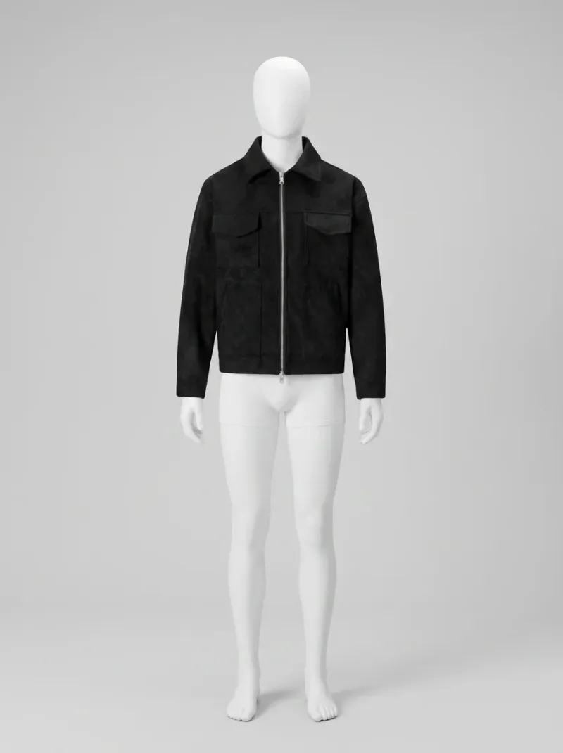 Veste automne homme daim motard vintage élégante