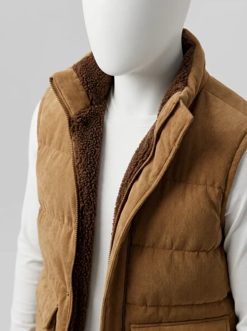 Veste automne homme velours côtelé doublée polaire vintage
