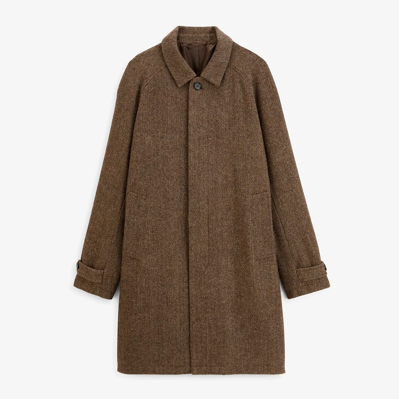 Manteau chevron laine mélangée marron Dante