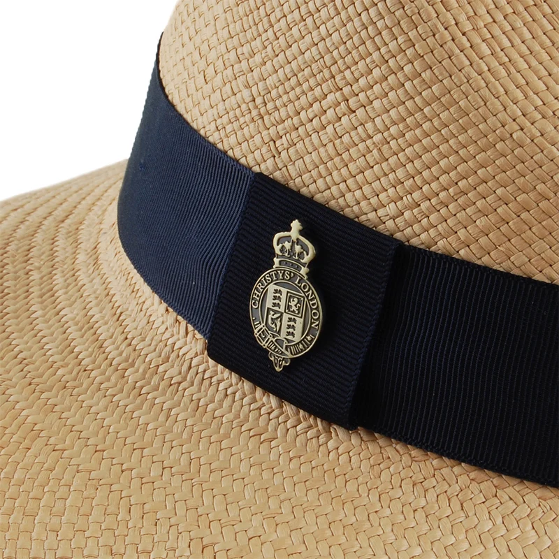 Chapeau Panama à Bord Large Bandeau Bleu Marine Classic Jessica naturel CHRISTYS