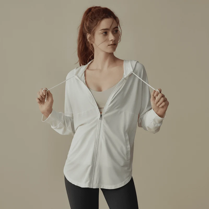 Hooded Zip Up Fitness Top UPF 50+