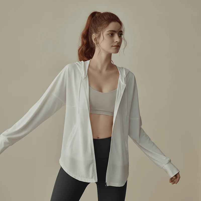 Hooded Zip Up Fitness Top UPF 50+