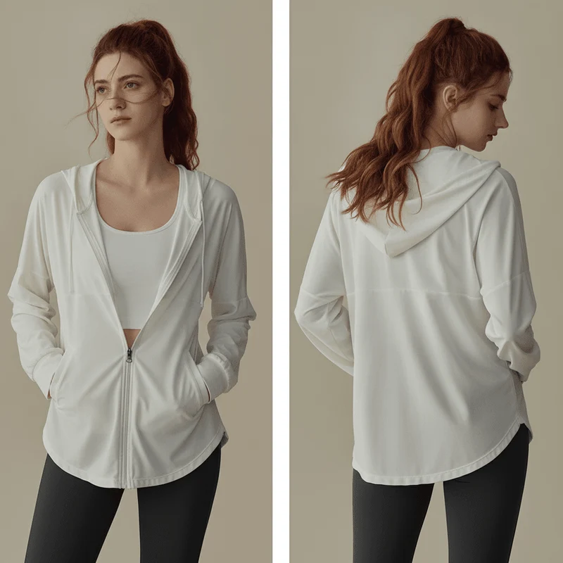 Hooded Zip Up Fitness Top UPF 50+
