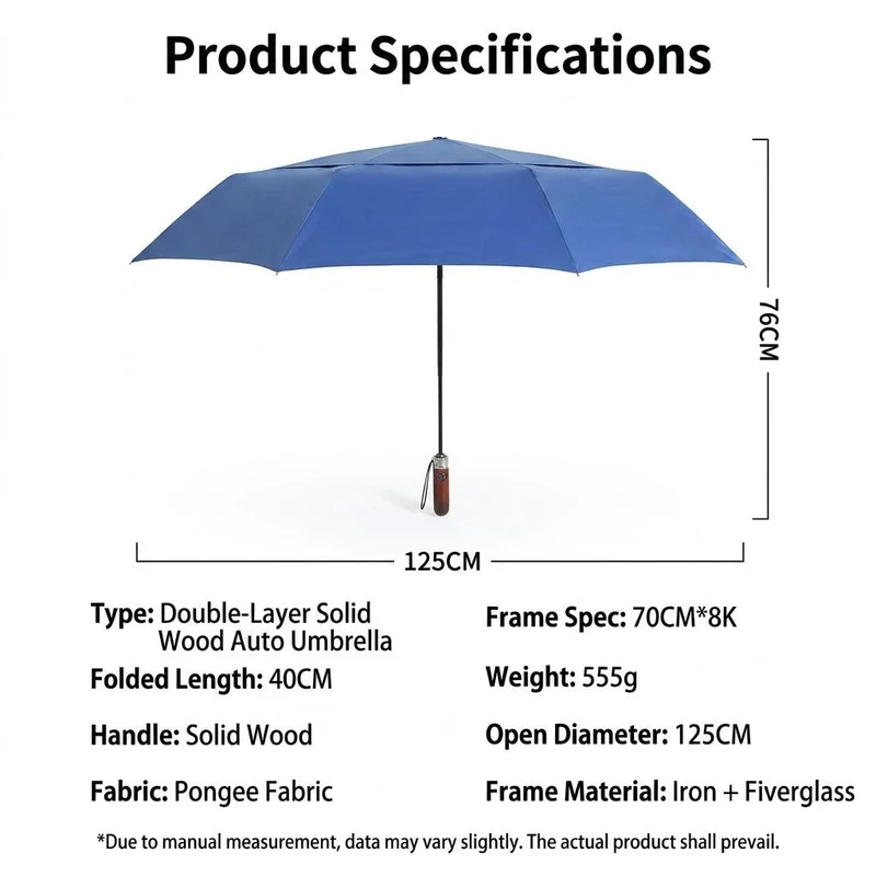 Fully Automatic Double Canopy Wooden Umbrella