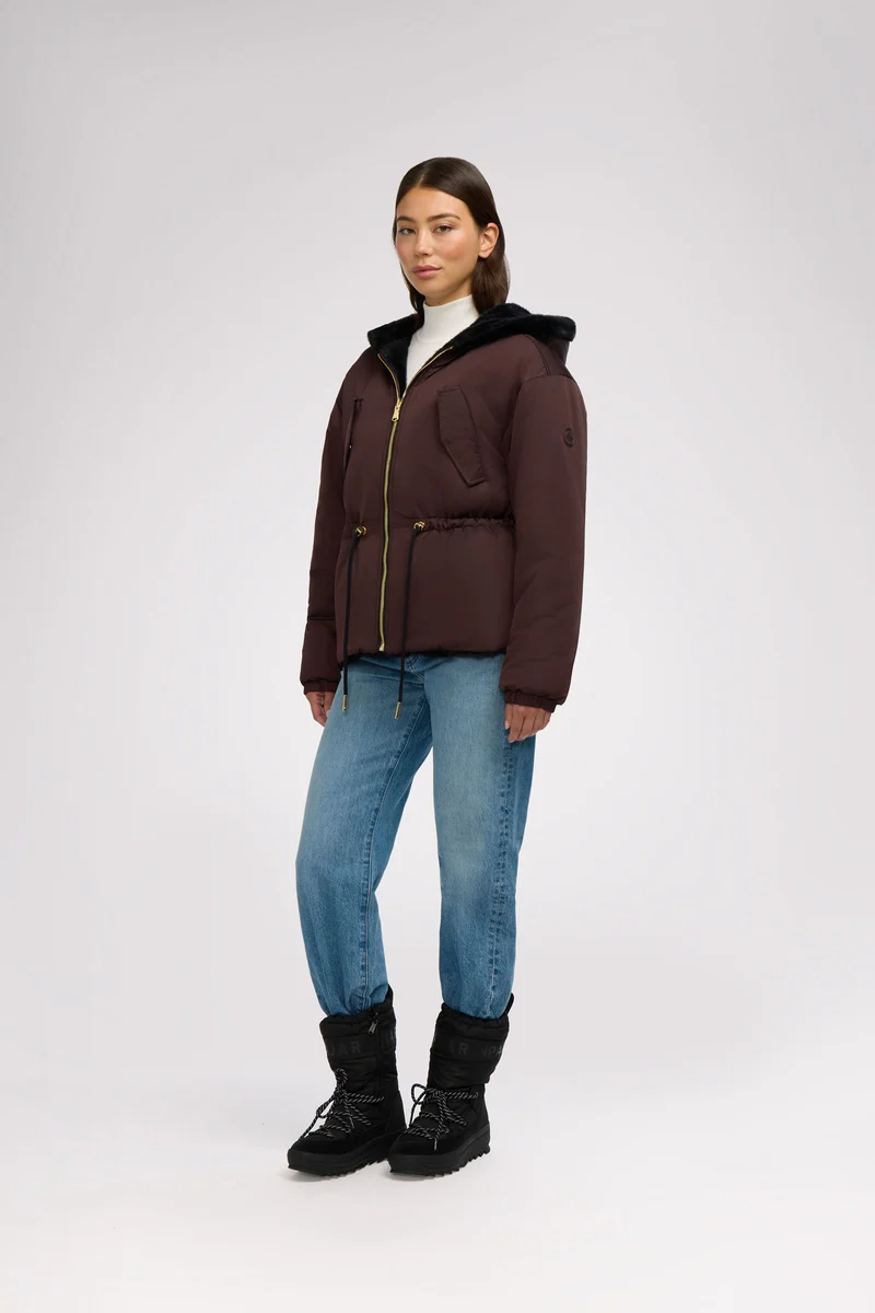 Demi Women's Reversible Faux Fur Jacket with Hood