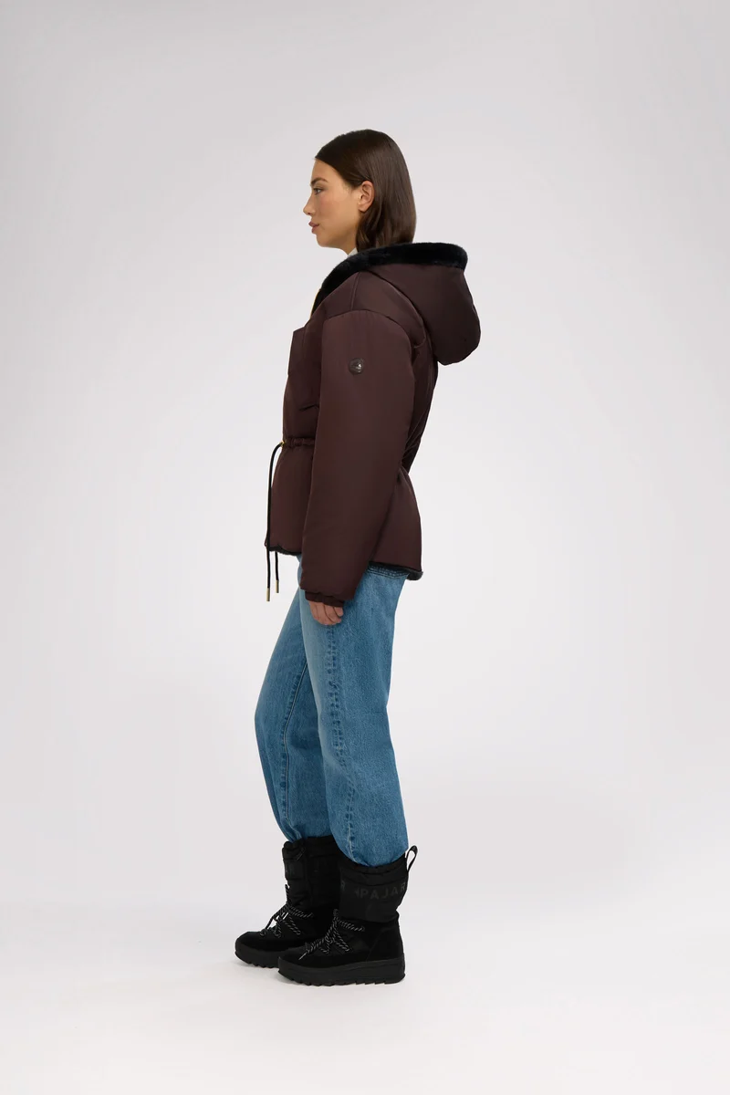 Demi Women's Reversible Faux Fur Jacket with Hood