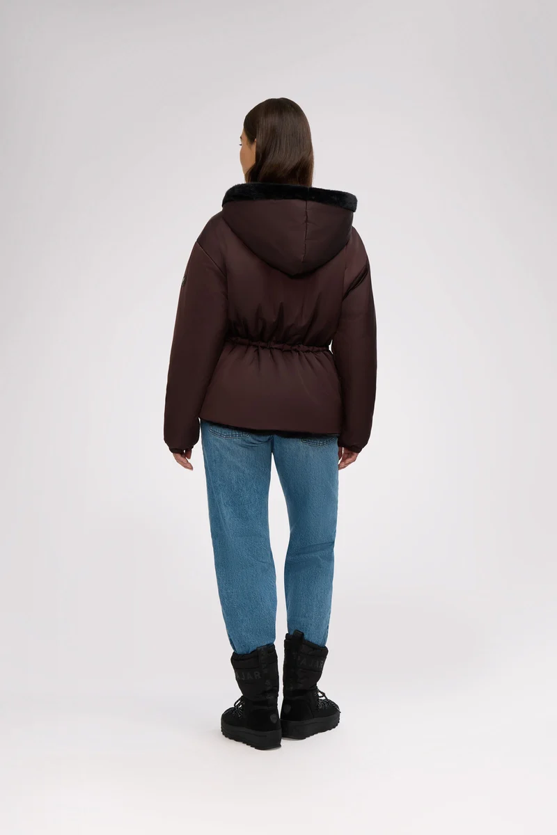 Demi Women's Reversible Faux Fur Jacket with Hood