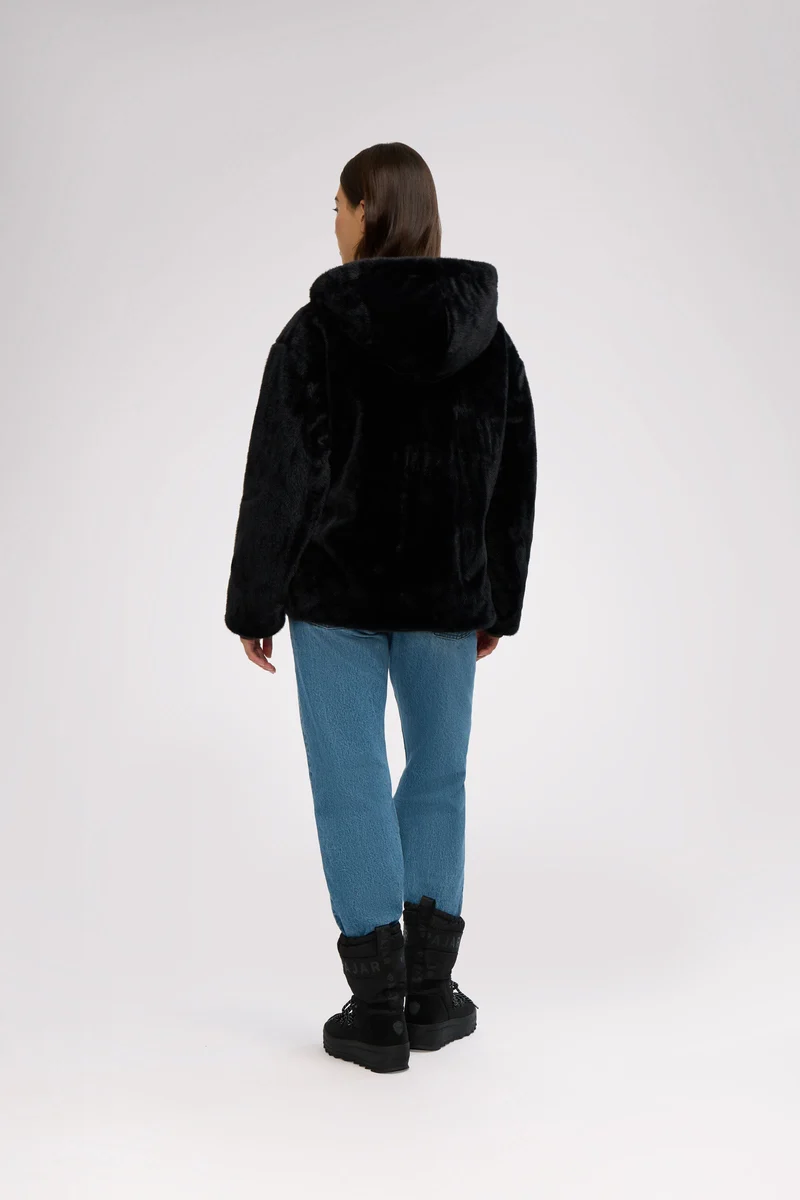 Demi Women's Reversible Faux Fur Jacket with Hood