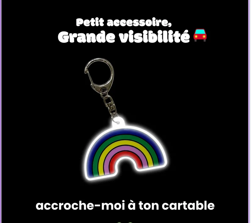 Charm porte-clés réfléchissant – Arc-en-ciel