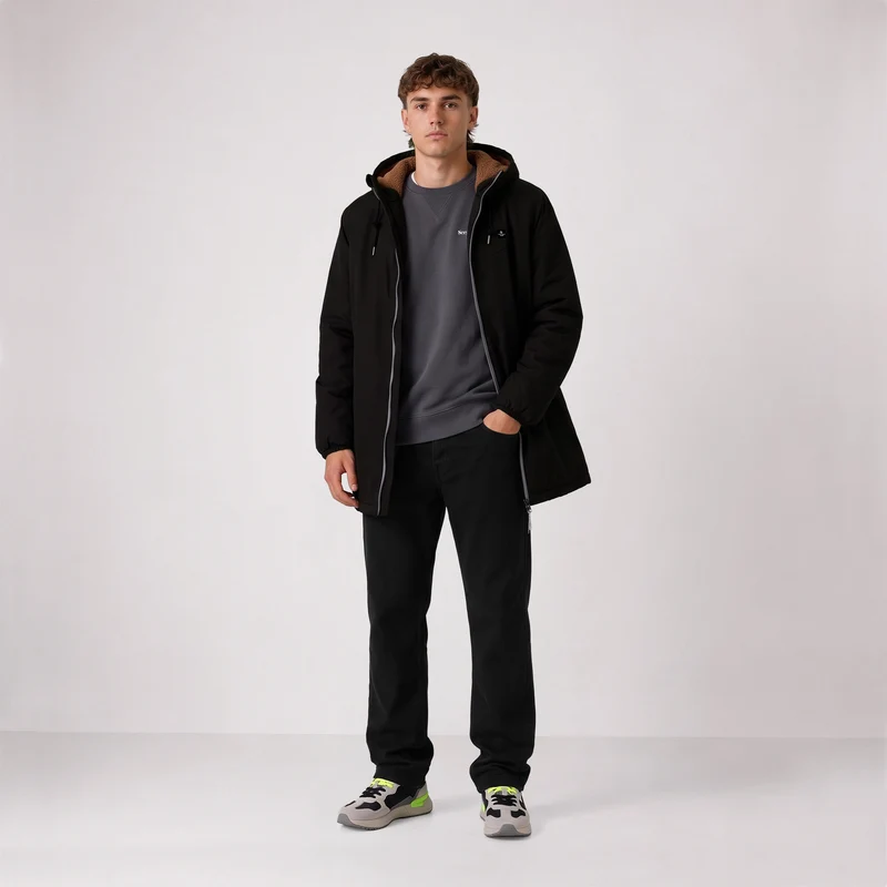Parka imperméable déperlante doublée polaire à capuche noire Stormer SBPLAY