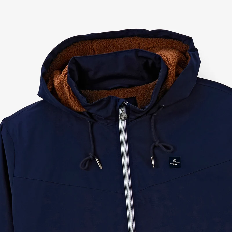 Parka imperméable déperlante doublée polaire à capuche bleu marine foncé Stormer SBPLAY