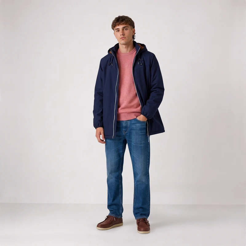 Parka imperméable déperlante doublée polaire à capuche bleu marine foncé Stormer SBPLAY
