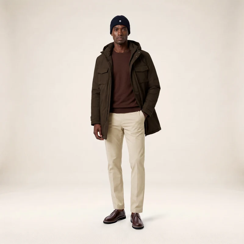 Parka imperméable à capuche marron Laurent